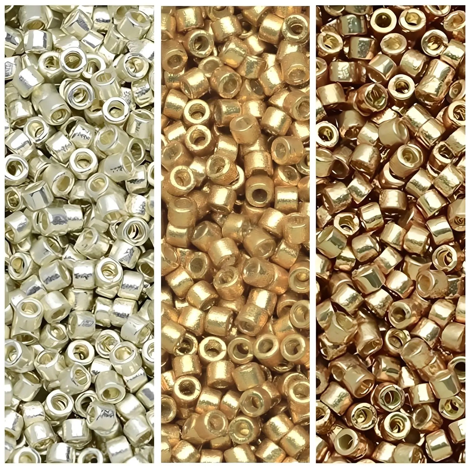 Set of 3 Colors, 21GM, Miyuki Delica Seed Beads 11/0, Duracoat Galvanized DB1831, DB1832, DB1834